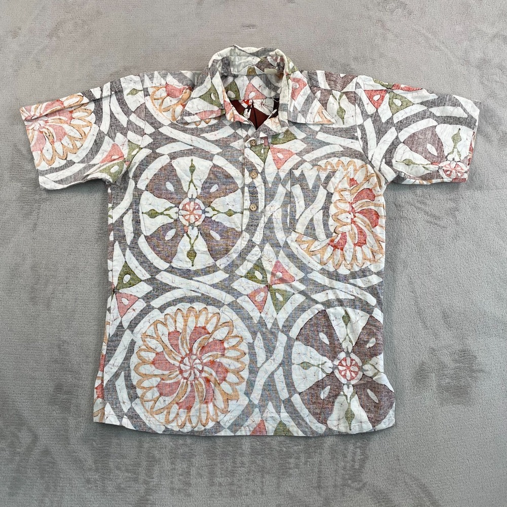 Vintage 60s 70s Tropicana Hawaii Shirt Men Medium Tribal PopOver Reverse Print